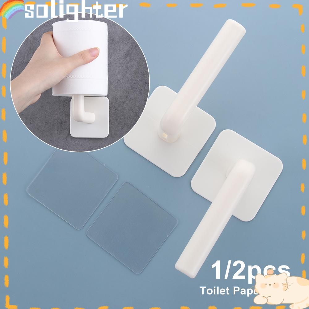 Solighter1/2pcs Toilet Paper Holder Rak Penyimpanan Talenan Perekat Diri Bebas Lubang