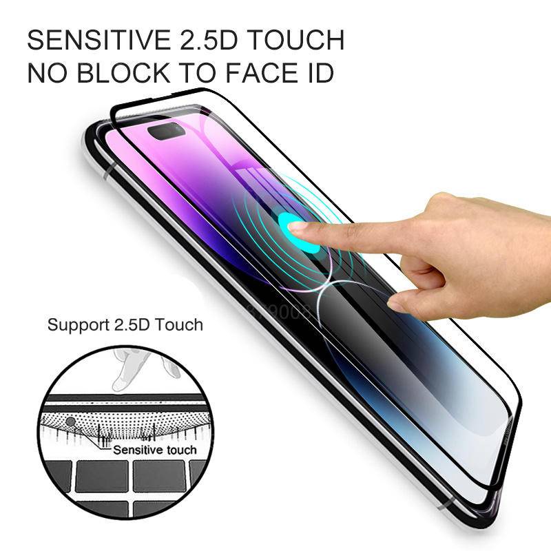 2pcs Full Cover Tempered Glass Untuk Iphone14 13 12 11 Pro MAX Plus Mini Pelindung Layar Untuk iPhone X XS MAX XR 7 8 6 6S Plus SE 2022 2020 14Plus 13Mini 12Mini Kaca