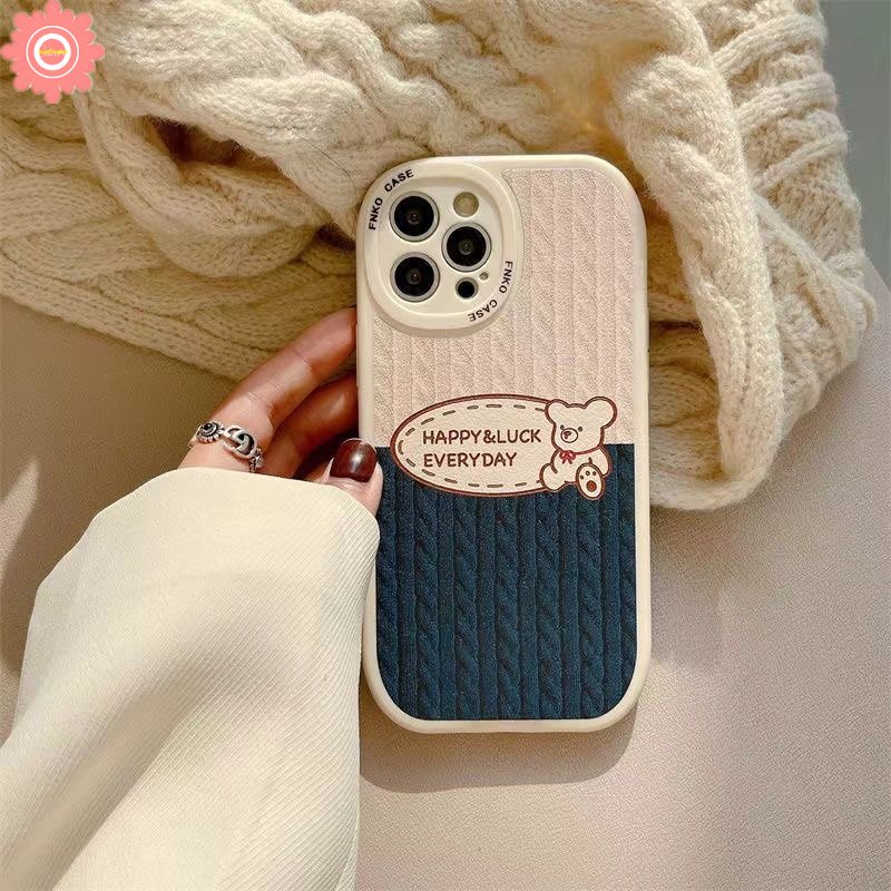 Kartun Lucu Milk Tea Bear Casing Infinix Hot 11play10 9 Hot 10 Lite Hot 10T 10s 11s Note8 Smart 5 6 Pola Rajut Kreatif Garis Splicing Lembut TPU Case Cover