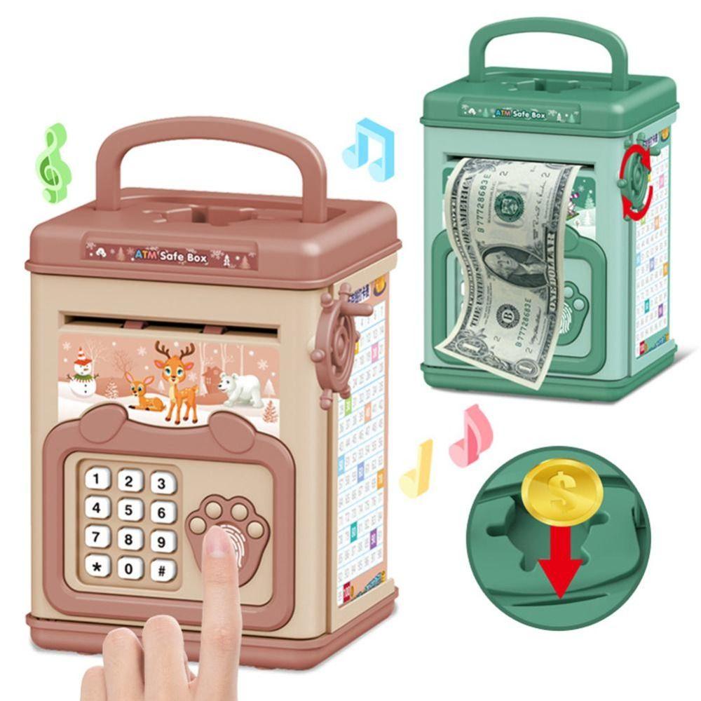 Mxbeauty Kotak Uang Anak Setoran Bank Uang Gulung Tangan|Kotak Penyimpanan Koin Storage Box Koin Uang Tunai Digital Mini Cash Safe Box