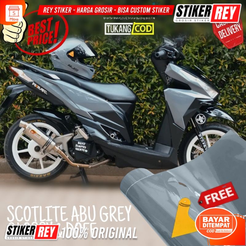 Stiker skotlet abu glossy doff scotlite grey untuk motor mobil