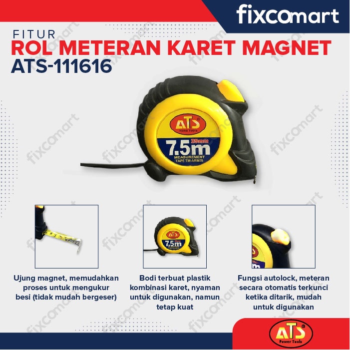 ROL METERAN KARET MAGNET &quot;ATS&quot; 7.5MX25MM