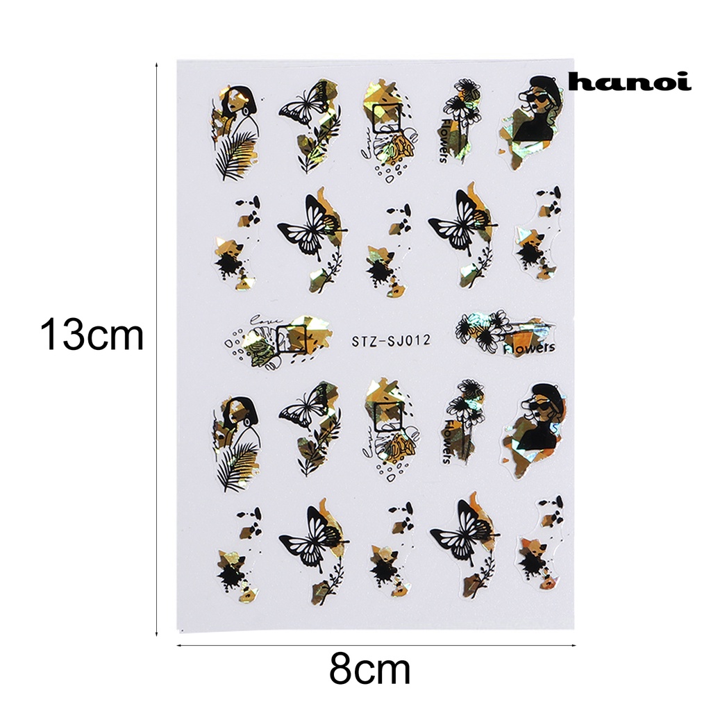 Hi Stiker Kuku Pola Indah Perekat Diri Daya Lengket Kuat Mempesona Efek Visual Yang Mempesona Dekoratif Ultra-Tipis Gaya Abstrak DIY Nail Art Decal Design Perlengkapan Kuku