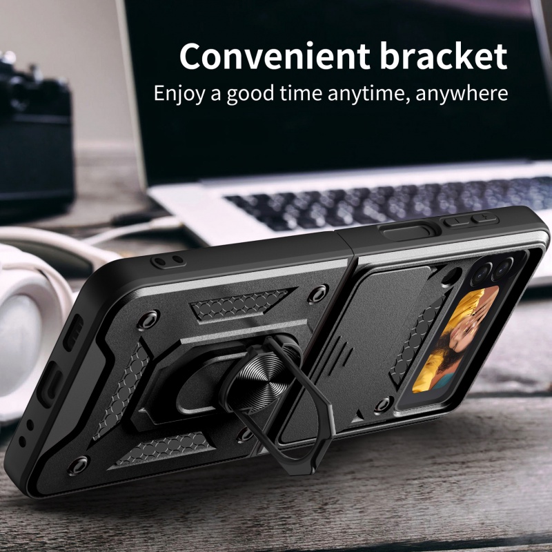 Cocok Untuk Samsung Z Flip4 Casing Ponsel Kacamata Anti Jatuh Z FLIP3 Perlindungan Cincin Magnetik