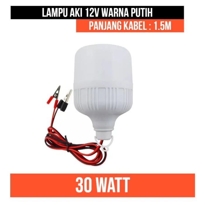 Lampu Led AKI 12V 12 V 30W 30 W Watt Bohlam Putih White Emergency