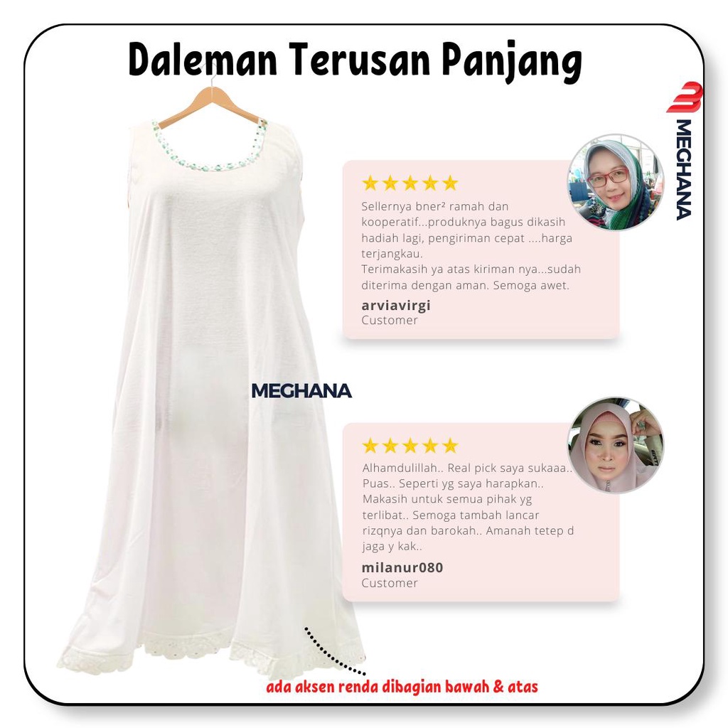 SINGLET WANITA PANJANG/ ANDROK TERUSAN PANJANG HANDROK DALEMAN WANITA/ INNER GAMIS