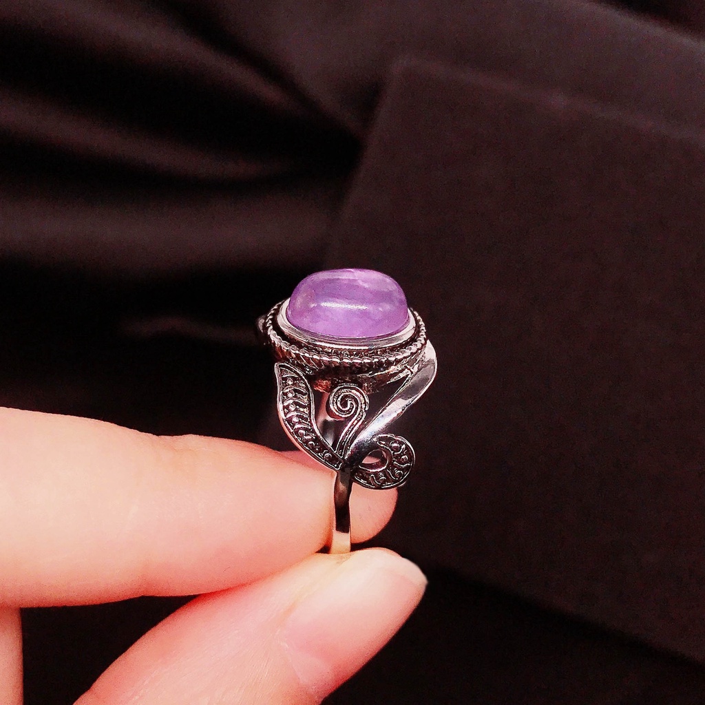 Goldkingdom Aksesoris Perhiasan Fashion Ready Stock Amethyst Ring Untuk Wanita Eropa Dan Amerika Retro Cincin Perak Dengan Berlian