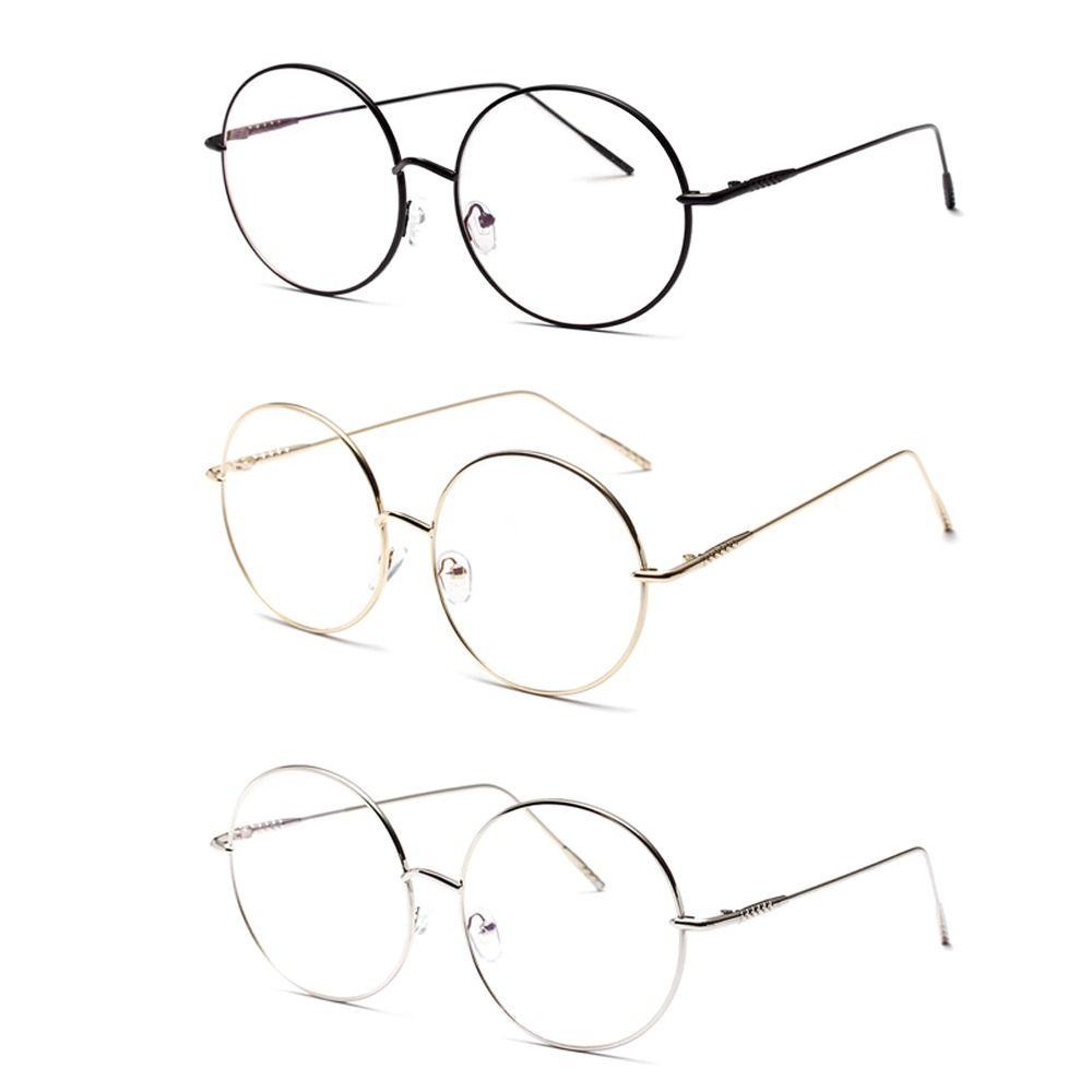 Lily Kacamata Bulat Vintage Portable Oversized Metal Optical Glasses