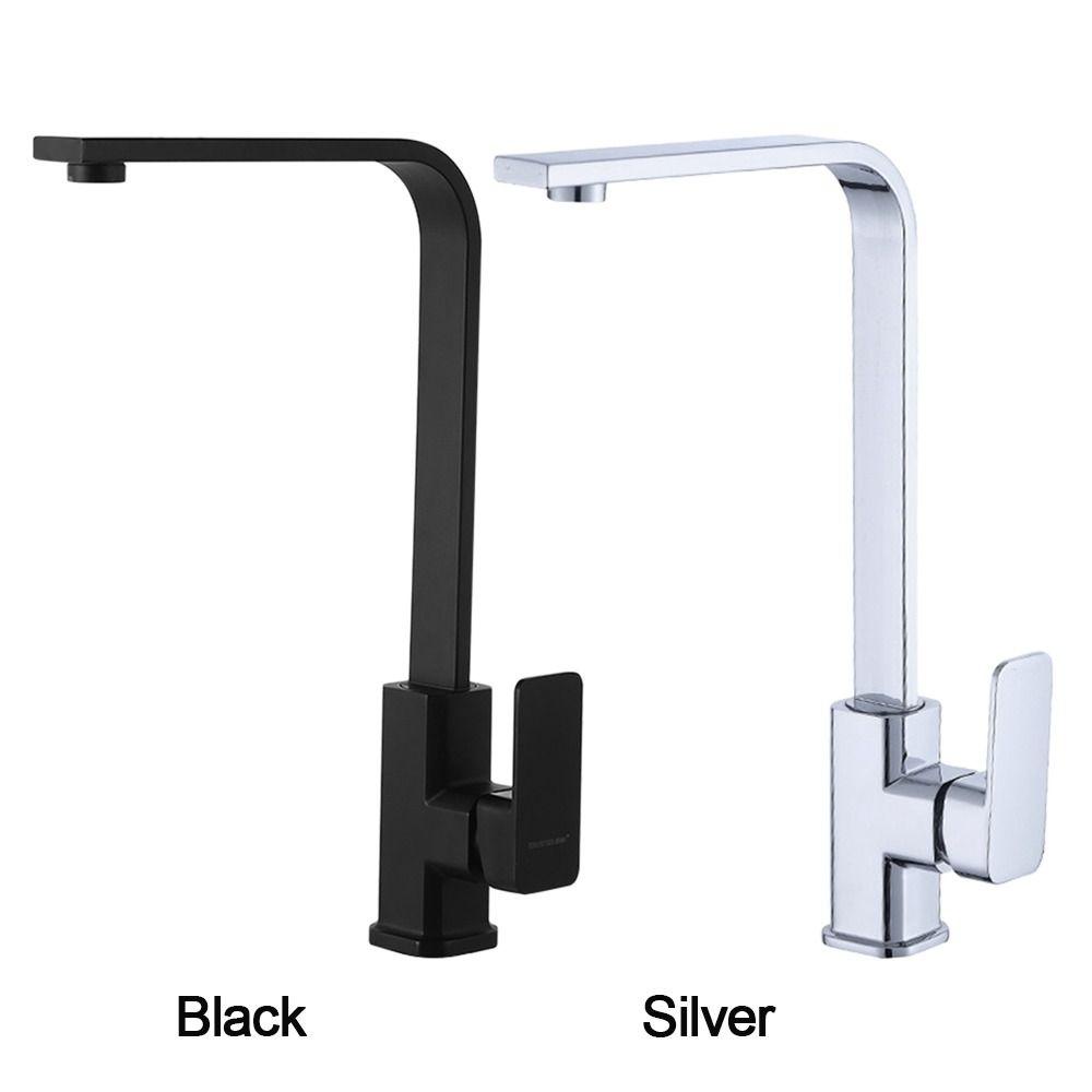 Solighter Keran Mixer Wastafel Warna Mono Hitam Perlengkapan Dapur Single Lever Tap Lubang Tunggal