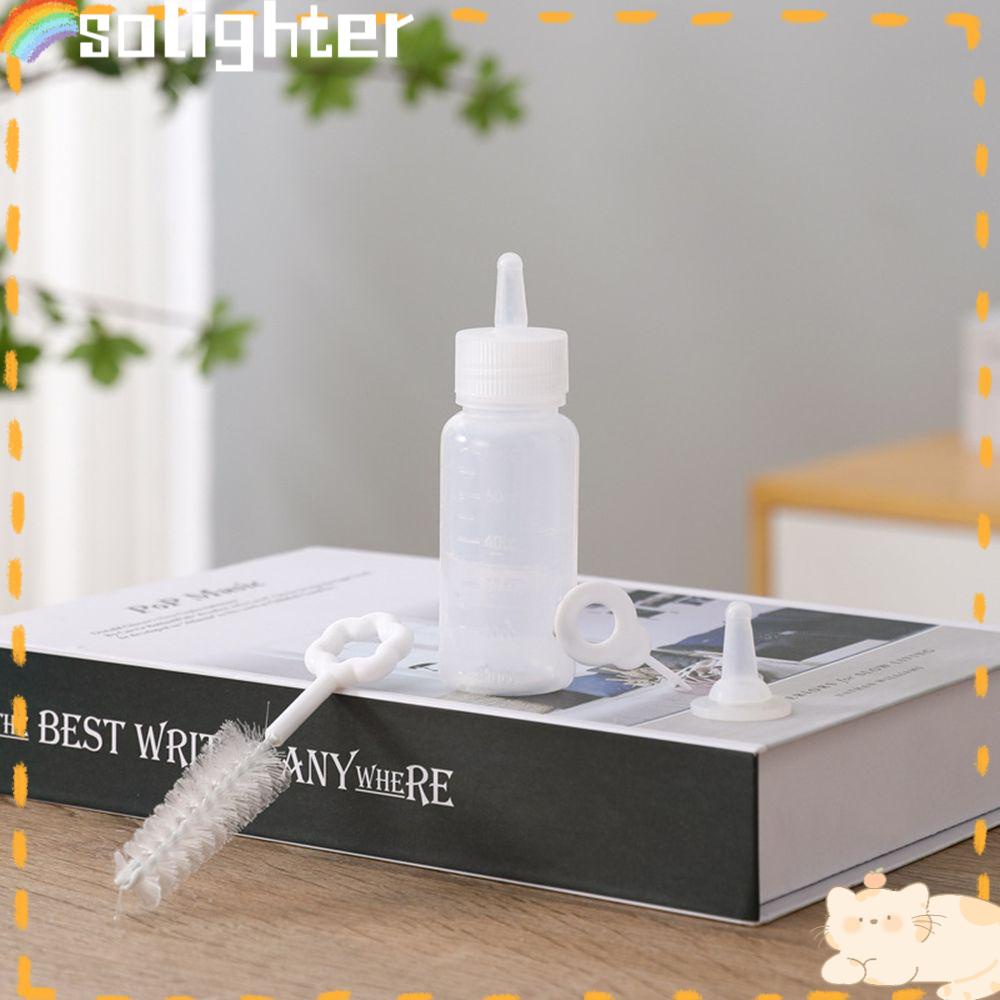 Solighter Pet Feeding Bottle Kits Rabbits Puppy Newborn Cat Pengganti Kitten Milk Bottle