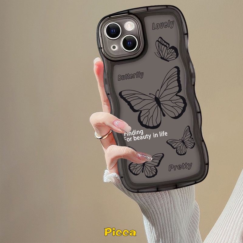 Infinix Smart6 Plus5 4 Note 12 2023 8 G96 10Pro 12Pro Infinix Hot 10T 9 8 11 10 Main 12 10Lite 11s 12i 20 20s Hot 10s 11s NFC INS Retro Butterfly Case Lembut TPU Bergelombang Penutup Tepi