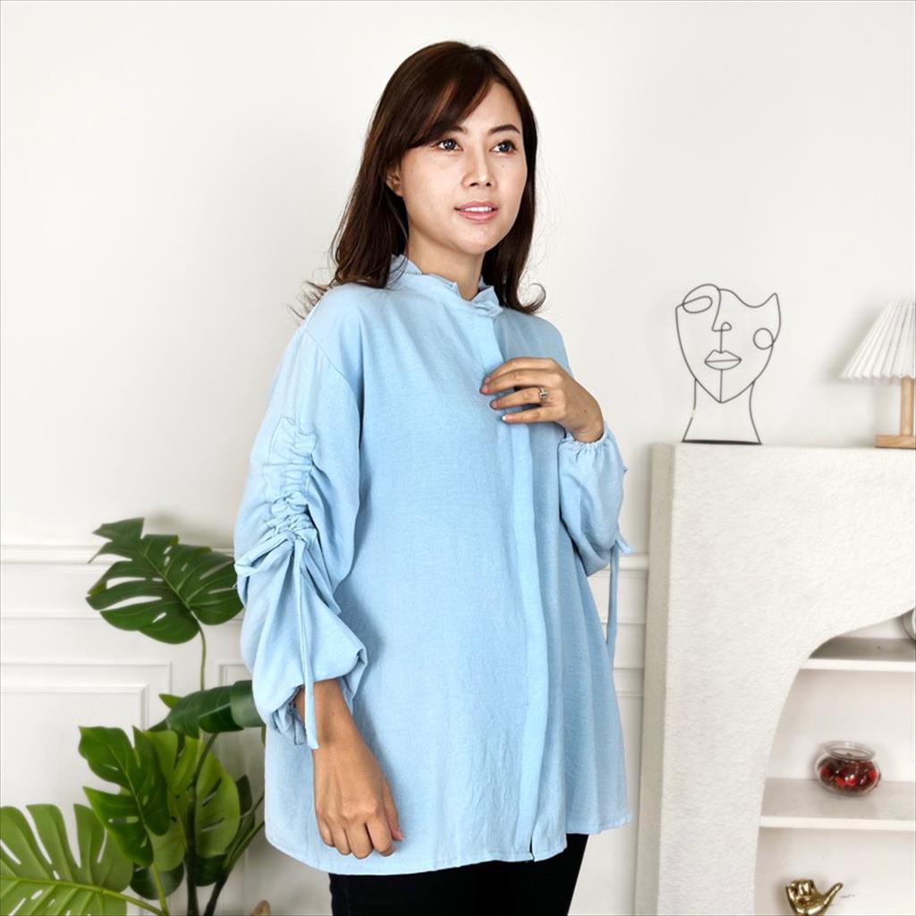 LS 1.124 - Gravi Blouse Crinckle Airflow Pakaian Atasan Lengan Panjang Serut Wanita