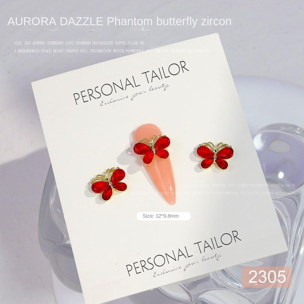 Mxbeauty Kupu-Kupu Dekorasi Kuku Wanita Pesona Kuku Manikur Aksesoris Kristal Bor Aurora Butterfly 3D Nail Art Drills