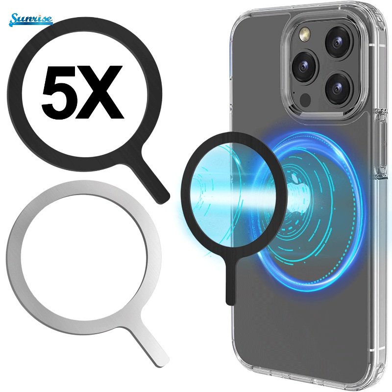 5pcs Q-shaped Ultra-Tipis Wireless Charger Magnetic Stiker Tahan Lama Stainless Steel Mobil Pemegang Ponsel Cincin Magnetik Untuk Kebanyakan Perangkat Ponsel