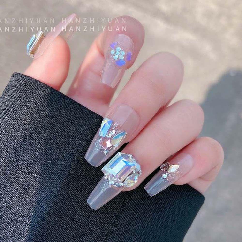 AUGUSTINA Agustina Kuku Berlian Imitasi Wanita Fashion Manicure Aksesoris Hiasan Kuku Jepang Nail Art Nail Jewelry