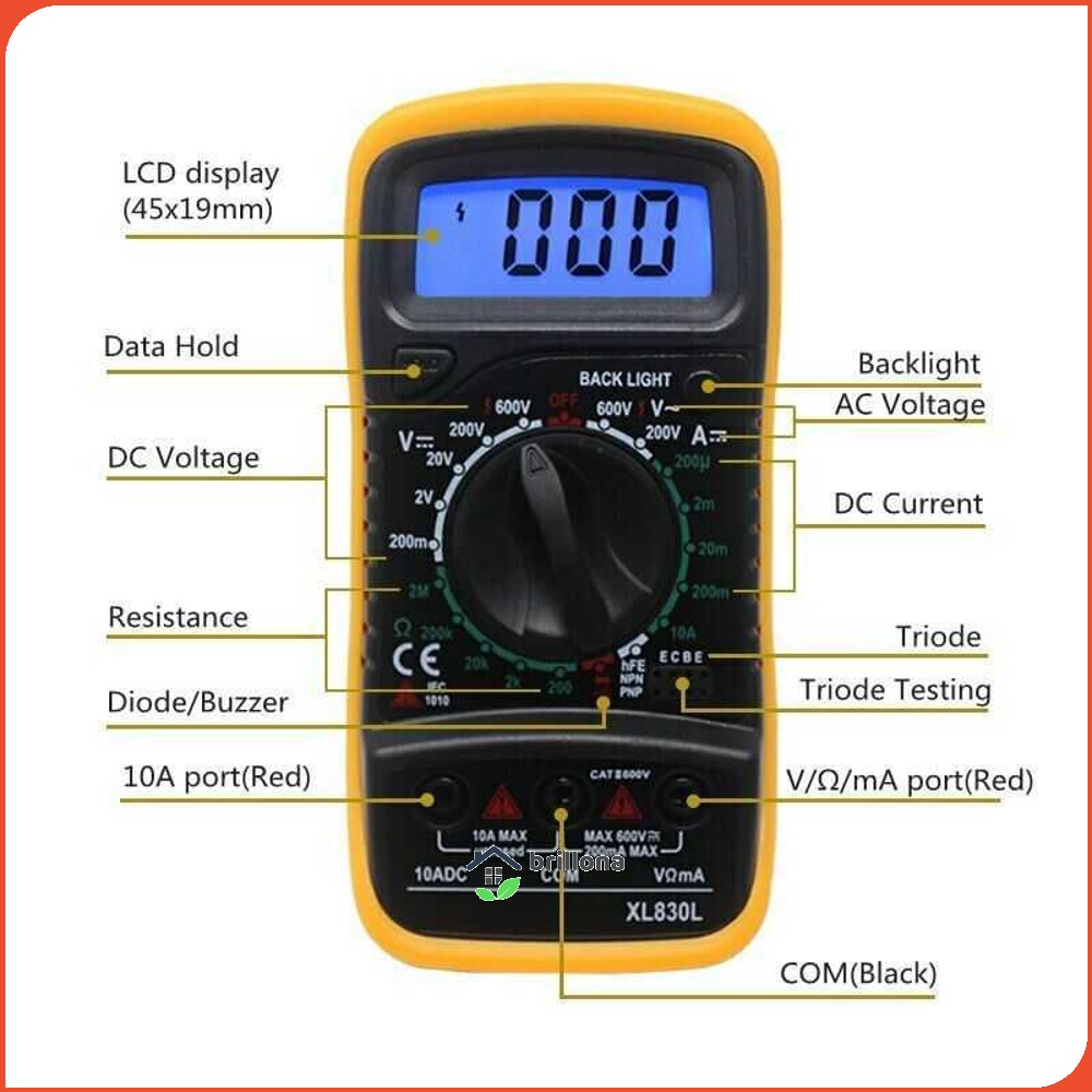 Junejour Mini Digital Multimeter AC/DC Voltage Tester - XL830L