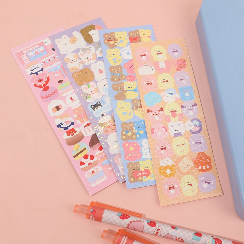 Kartun PVC Kelinci Kucing Beruang Anjing Stiker/DIY Tahan Air Scrapbooking Label Dekorasi Decals/Self-adhesive Diary Stationery Sticker