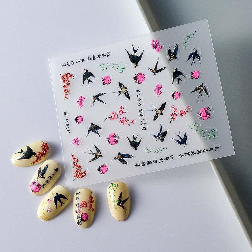 AUGUSTINA Agustina Stiker Kuku Cina Perekat Diri Opera Beijing Kuno Kostum Chinese Wedding Nail Art Dekorasi