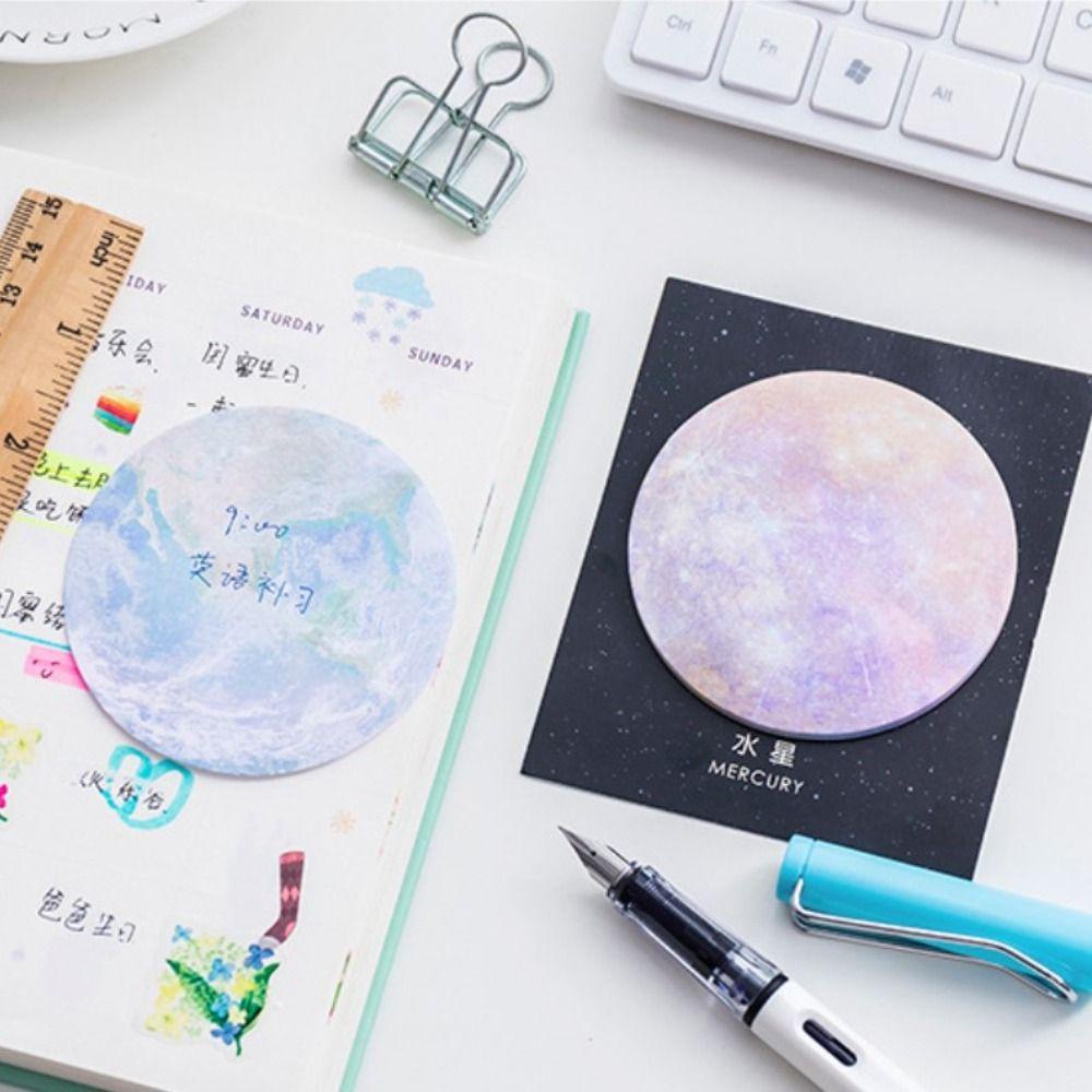 [Elegan] Memo Pad Natural Planet Series Keypoints Marker DIY Dekorasi Membaca Label Diary Planner Stiker Perlengkapan Kantor Sekolah To Do List Labels Label Perekat