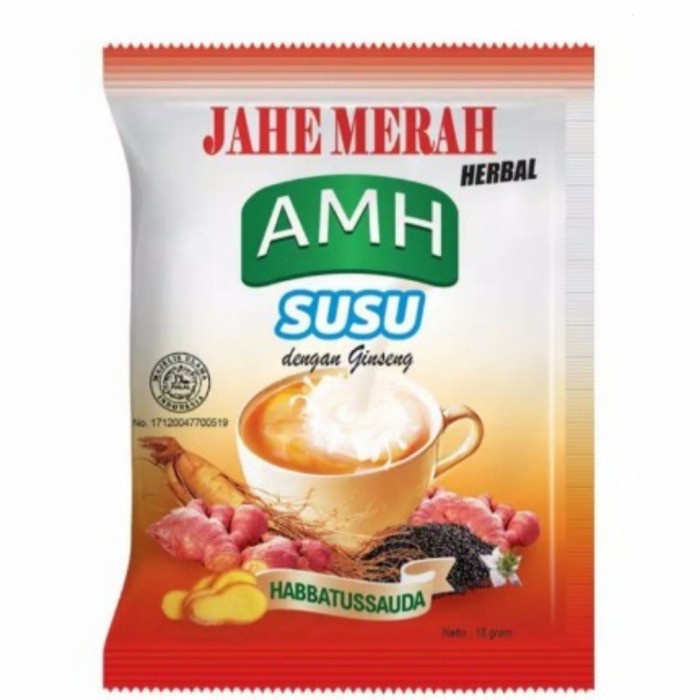 

Jahe Merah AMH Susu 1 Renceng Dengan Ginseng Dan Habbatussauda Renceng . Original Ready