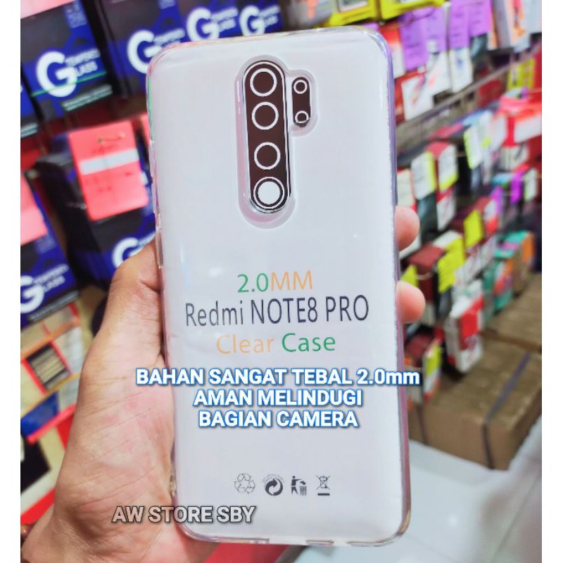 silikon kondom casing cover HD clear case redmi note 8 pro TEBAL TRANSPARAN 2.0mm