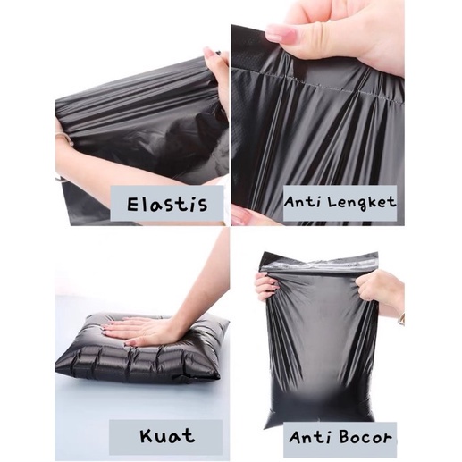 100 PCS PLASTIK POLYMAILER UKURAN 20x30 - 100 LEMBAR PLASTIK PACKING ONLINE SHOP HITAM DENGAN LEM