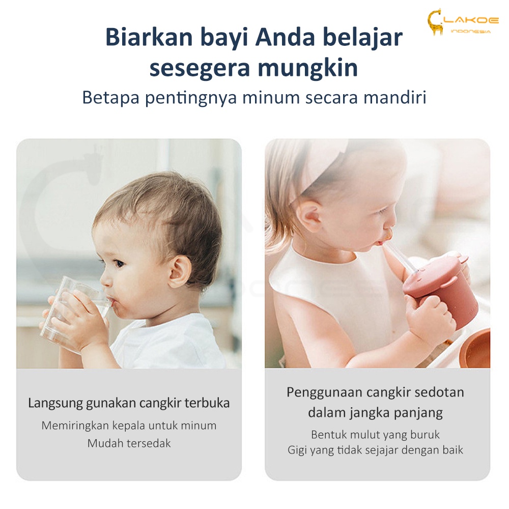 Lakoe Gelas Silicon Bayi Training Cup Bayi Silicone Baby Sippy Cup Anti Tumpah