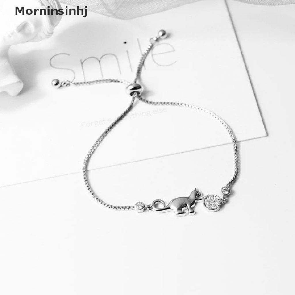 Mornin Gelang Charm Bola Kucing Kristal Cubic Zirconia Trendy Untuk Wanita Perhiasan Simple id