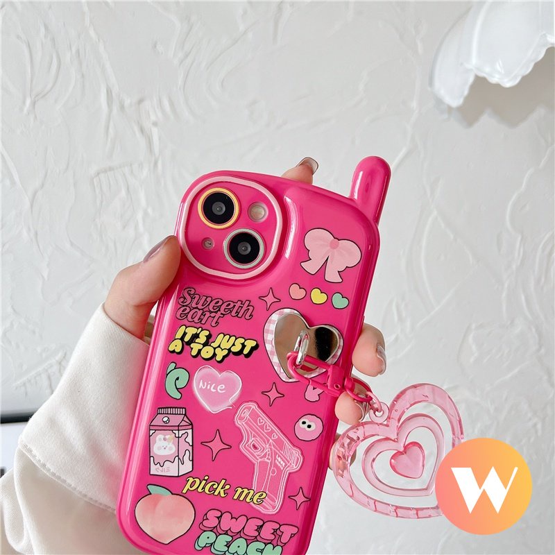 IPHONE Graffiti Stiker Ponsel Case Kompatibel Untuk Iphone7 8 Plus XR 1114 13 12 Pro MAX X XS MAX SE 2020 Kelinci Lucu Ikatan Simpul Retro Personal Bentuk Ponsel Soft Cover Dengan Cinta Hati