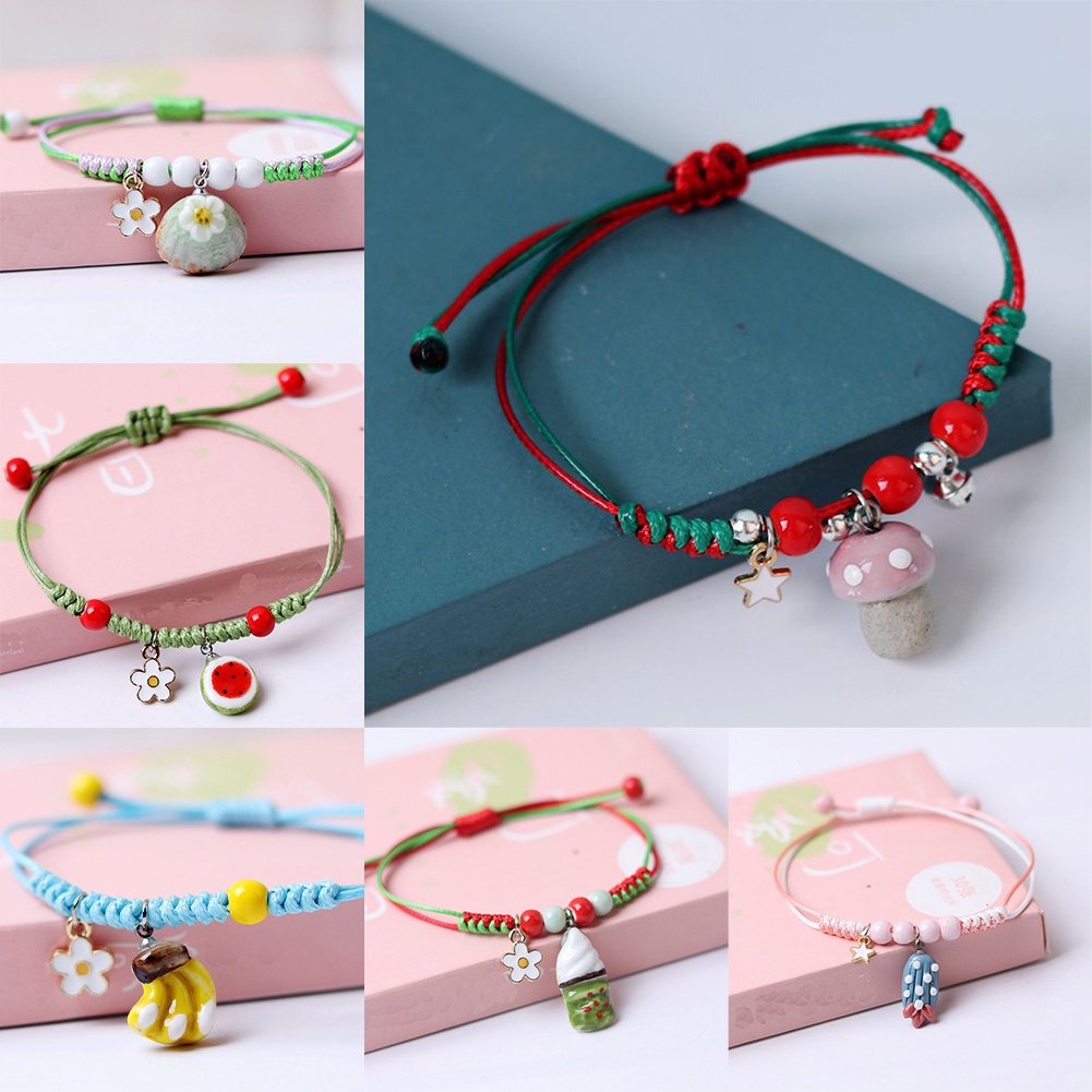 Ipc Gelang Serut Anyaman Adjustable Fashion Bracelet Bunga Simpul Keberuntungan Gelang Untuk Wanita Aksesoris Fashion