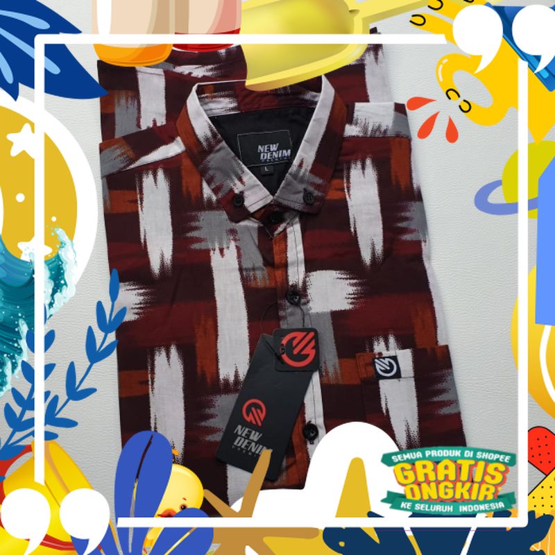 Paling Laris /Hem Pria Pendek Lengan Populer Motif Cowok Full print Kemeja Distro