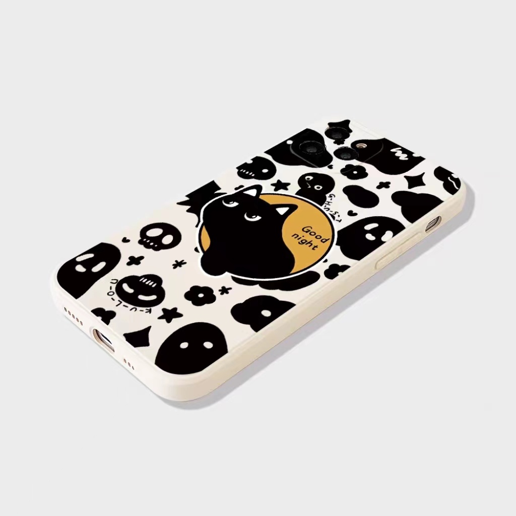 IPHONE Ins Pola Kucing Cocok Untuk Iphone14 14pro 14plus 13 13pro 13prm iPhone12 7Plus 8Plus Xr XS 13 Pro Max Empat Sudut Casing Ponsel Tahan Guncangan