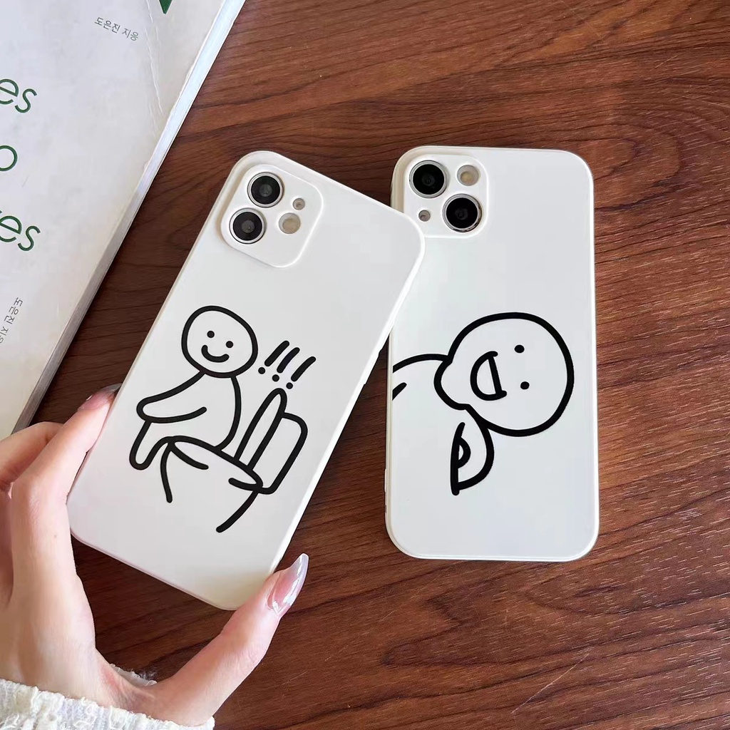 IPHONE Ins Matchman Pola Cocok Untuk Iphone14 14pro 14plus 13 13pro 13prm iPhone12 7Plus 8Plus Xr XS 13 Pro Max Empat Sudut Casing Ponsel Tahan Guncangan