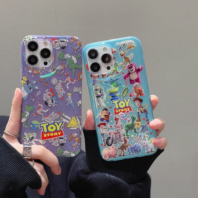 Fashion！Blue Purple Toy Story Soft Casing TPU Case iP iPhone 11 12 13 14 Pro Max + Plus High Quality FTD Cover