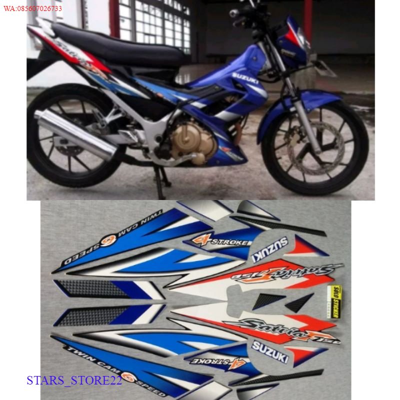 (ORI) STIKER STRIPING SATRIA  FU  2005 2006 BIRU ENGKEL THAILAND KUALITAS ORIGINAL PABRIK