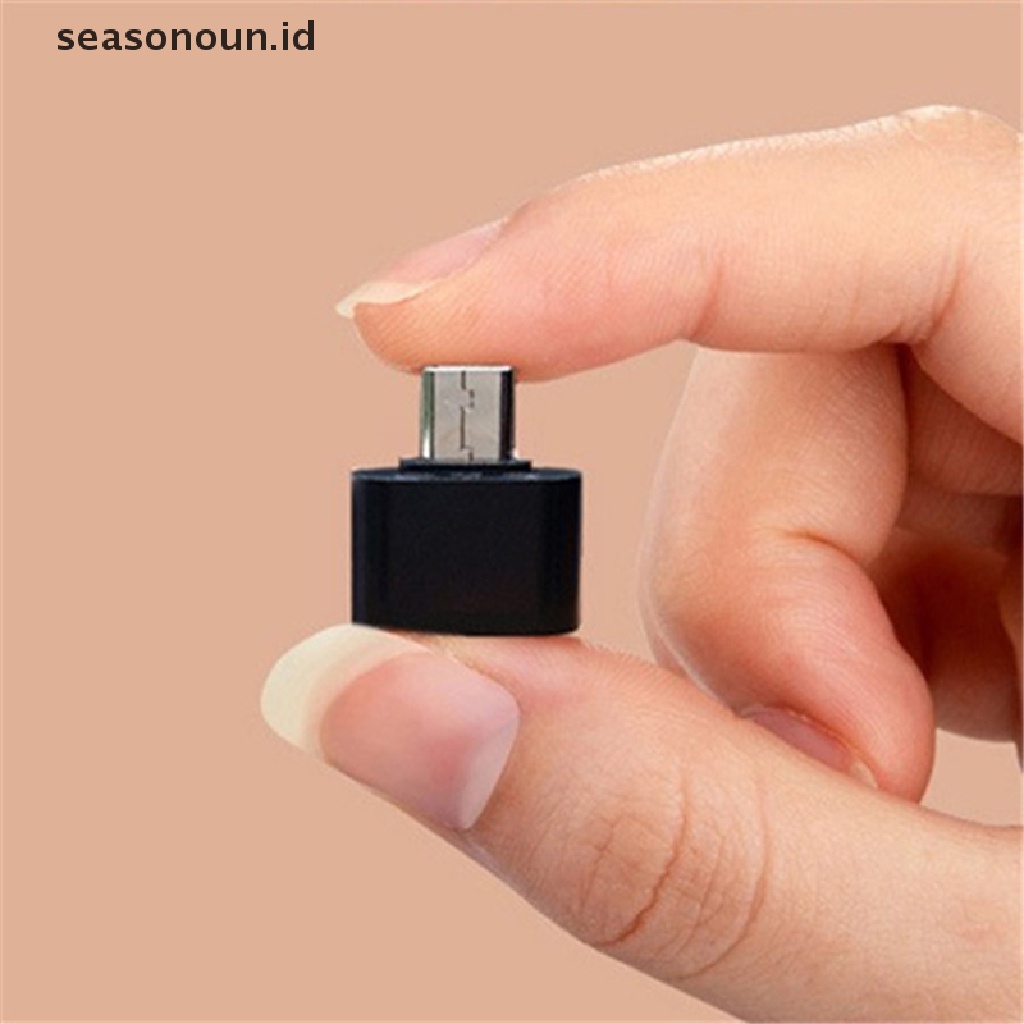 Seasonoun Male Micro USB B OTG to Female USB Tipe A Adapter On The Go Black Untuk Smartphone Tablet Android Samsung Xiaomi.