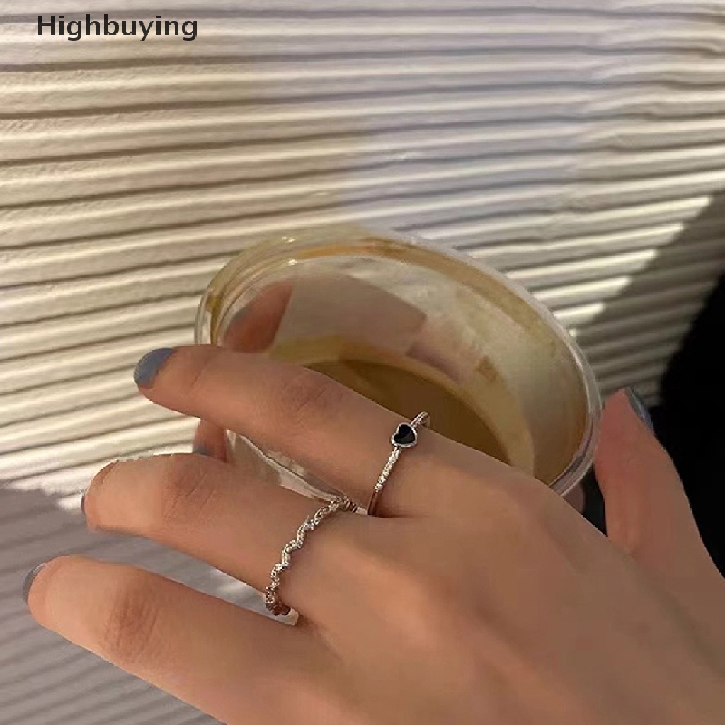 Hbid Cincin Tetes Minyak Cinta Hitam Perempuan ins Desain Kecil Angin Dingin Cahaya Telunjuk Jari Cincin Manis Keren Cincin Glory