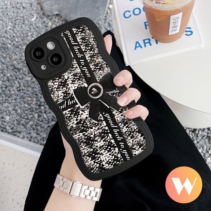 Casing Tepi Bergelombang Realme C35 C15 C21Y C33 C25 C30 C11 C20 C25Y C17 C25s C12 8 9i 5 6i 10 8Pro 8i 7i 5i 7 5s C20A 9Pro+9c3 Luxury Bow-Knot Soft Tpu Retro Black Back Case