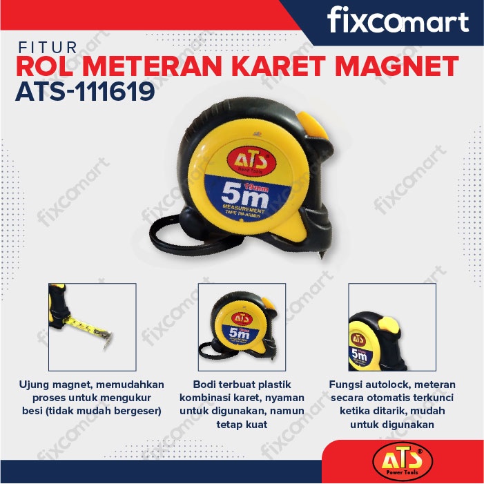 ROL METERAN KARET MAGNET &quot;ATS&quot; 5MX19MM