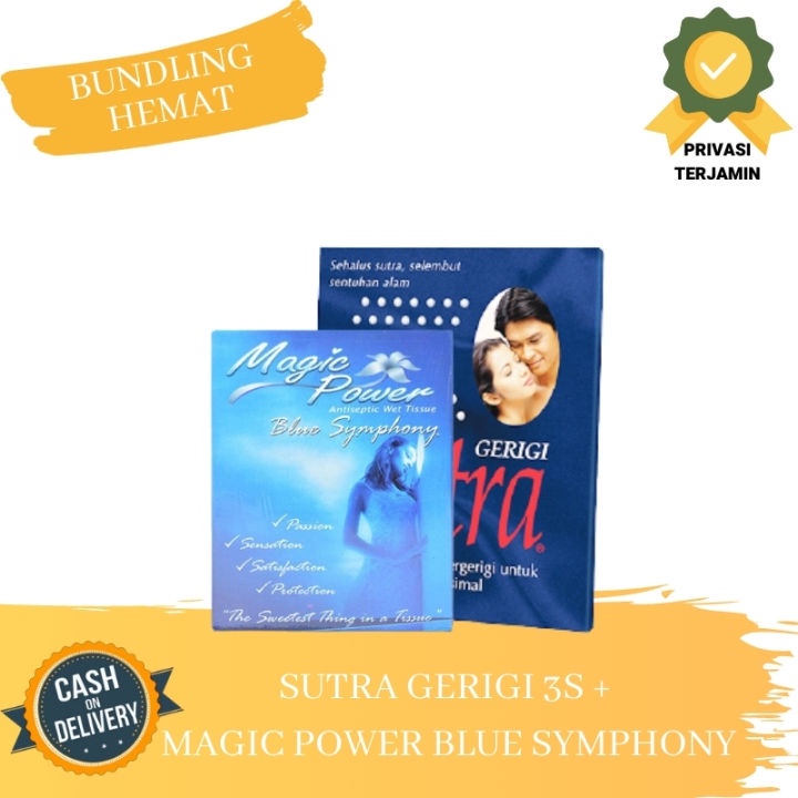 ( PAKET )Kondom Sutra Biru 3s + Tisu Magic Power Blue Symphony 3s