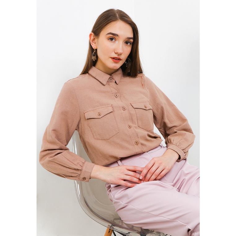 Kemeja Wanita Exit Original Cewek Timeless Kain Rami Angelina Mya Blouse Perempuan