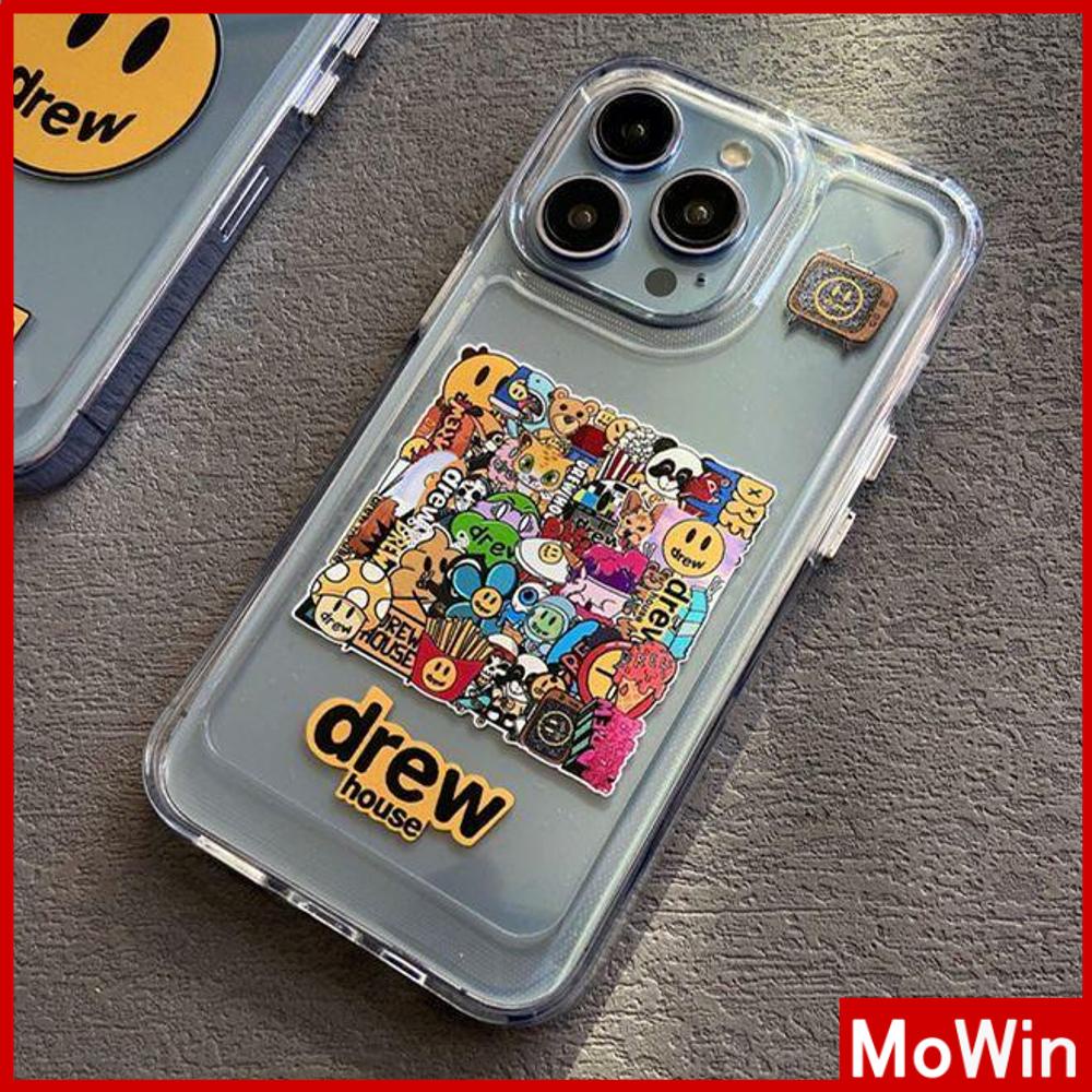 For iPhone 14 Pro Max iPhone Case Acrylic Hard Case HD Clear Case Plating Button Shockproof Smiley Graffiti Cartoon Compatible For iPhone 13 Pro max 12 Pro Max 11 xr 7plus 6splus