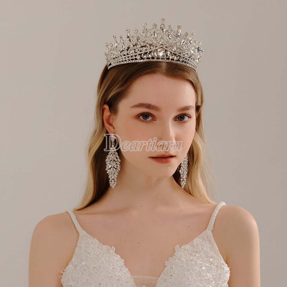 Mahkota Pengantin Hiasan Rambut, Aksesoris Gaun Tiara, High-end Berlian-set Paduan Mahkota, Ruby Berlian Imitasi Mahkota