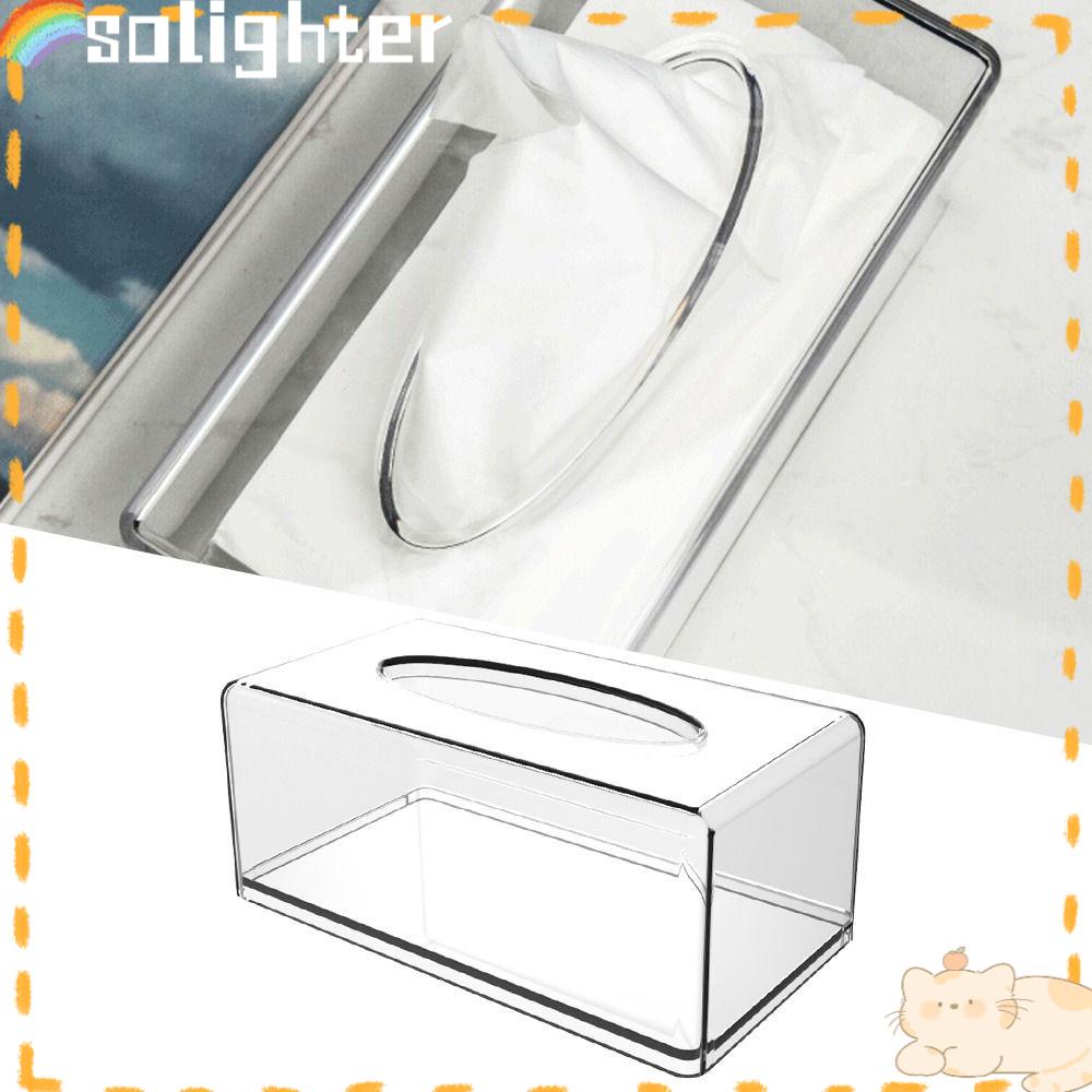 Solighter Tissue Box Portable Persegi Panjang Transparan Tempat Kertas Kantor