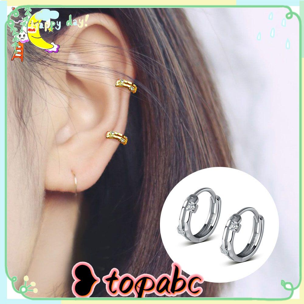 TOP Hoop Earrings Simple Hypoallergenic Gold Plated Cubic Zirconia