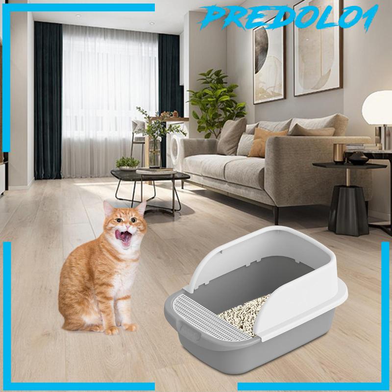 [Predolo1] Cat Litter Box Toilet Portable Ruang Besar Anti Cipratan Tray Semi Tertutup