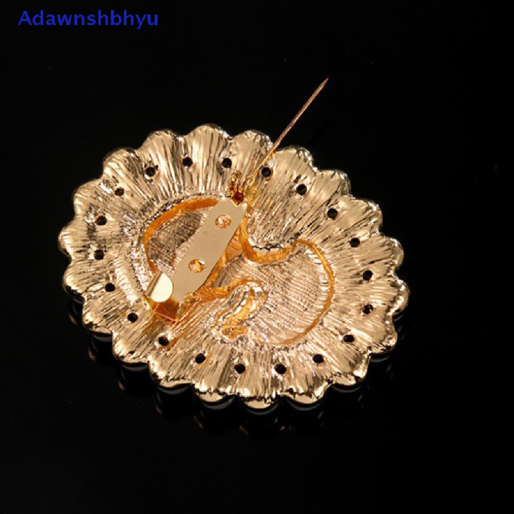 Adhyu 1pc Vintage Gold Beauty Head Pearl Bros Alloy Drip Minyak Plag Lapel Pin ID