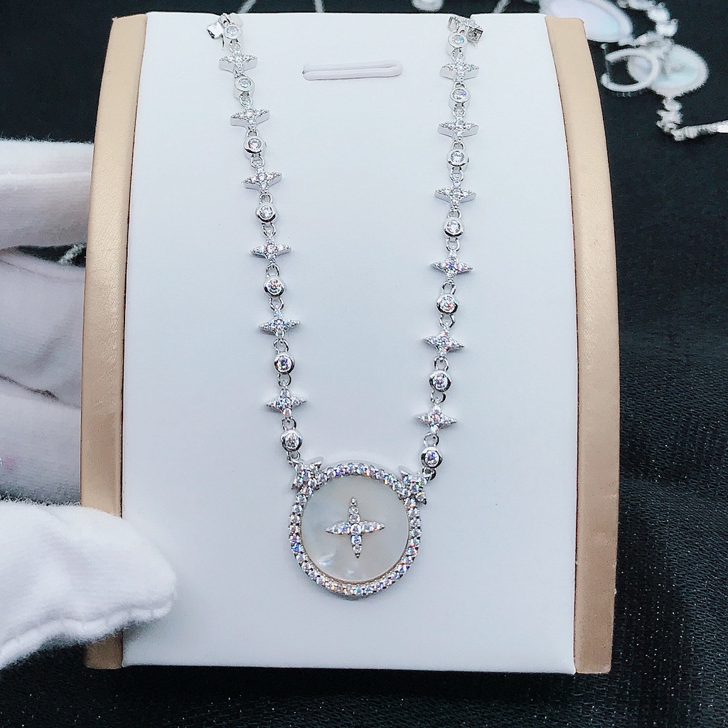 Goldkingdom Fashion Perhiasan Aksesoris Ready Stock Bintang Ibu-Mutiara Gelang Perempuan Mewah Kalung Temperamen Shell Anting Geometris Telinga Perhiasan Perempuan