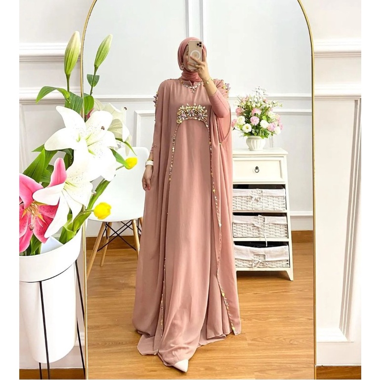 [ COD ] KAFTAN MEWAH CERUTI BABY + INNER PAYET PREMIUM     KAFTAN PESTA INDONESIA