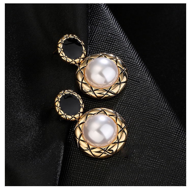 Goldkingdom Aksesoris Perhiasan Fashion Ready Stock French Senior Vintage Tekstur Emas Asli Kadar 375 Anting Wangi Anting Mutiara Barok Perempuan